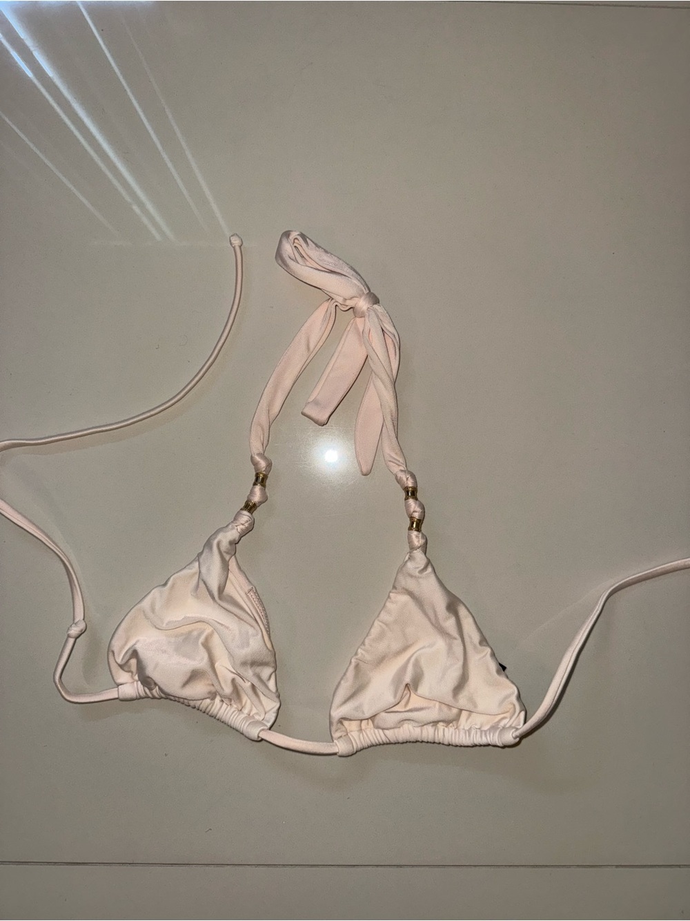Vix Paula Hermanny Brazil Light Pink/Peach bikini top with gold details